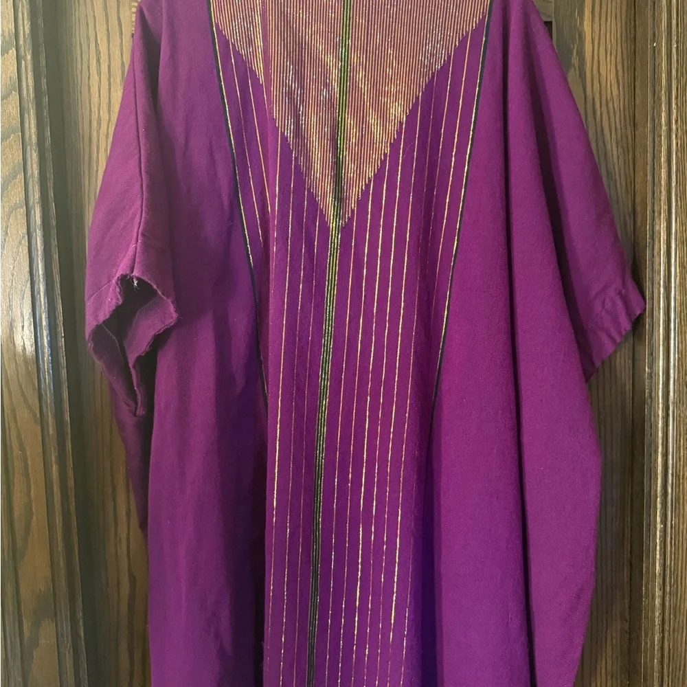 Plum & Gold Maxi Kimono Robe Lurex